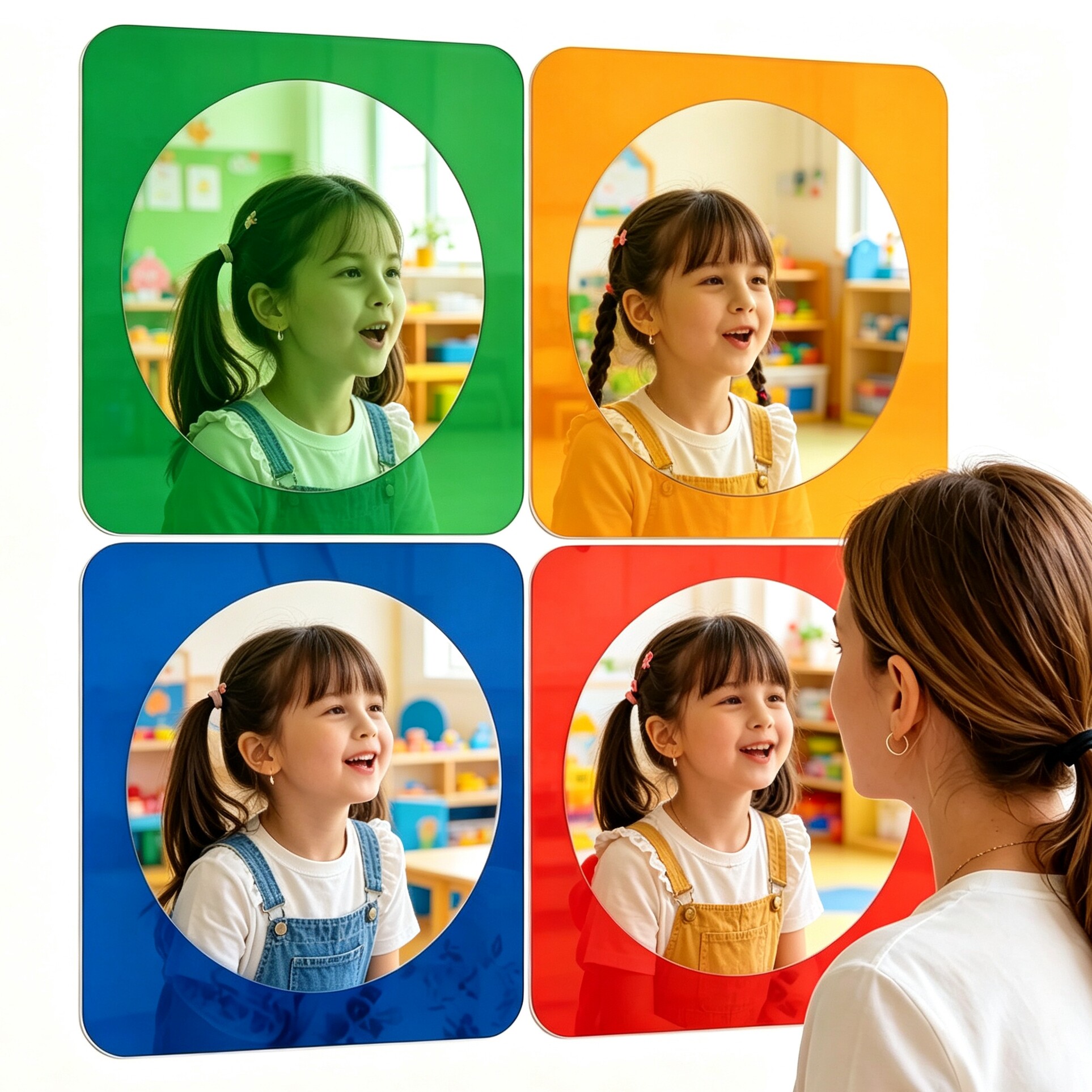 亚克力幼儿园早教凹凸镜哈哈镜彩色幼儿园墙面装饰镜子，认知镜子图片