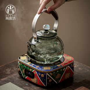 煮茶器玻璃煮茶壶家用电陶炉煮茶套装 尚言坊 水果养生围炉煮茶