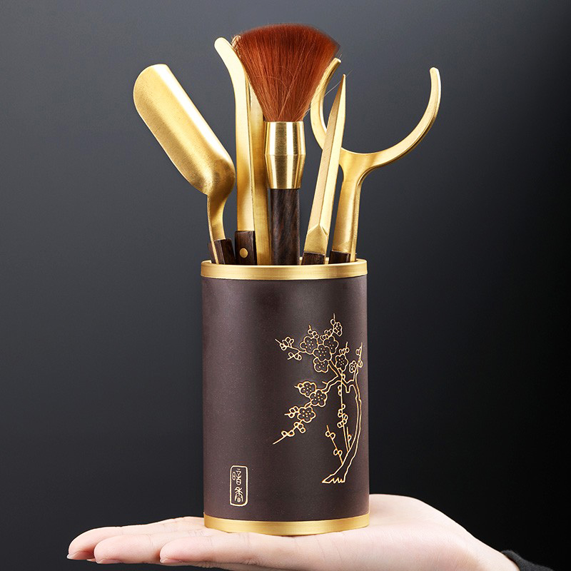 茶道六君子茶具配件用品套装大全泡茶工具黑檀木养壶笔刀茶勺茶艺