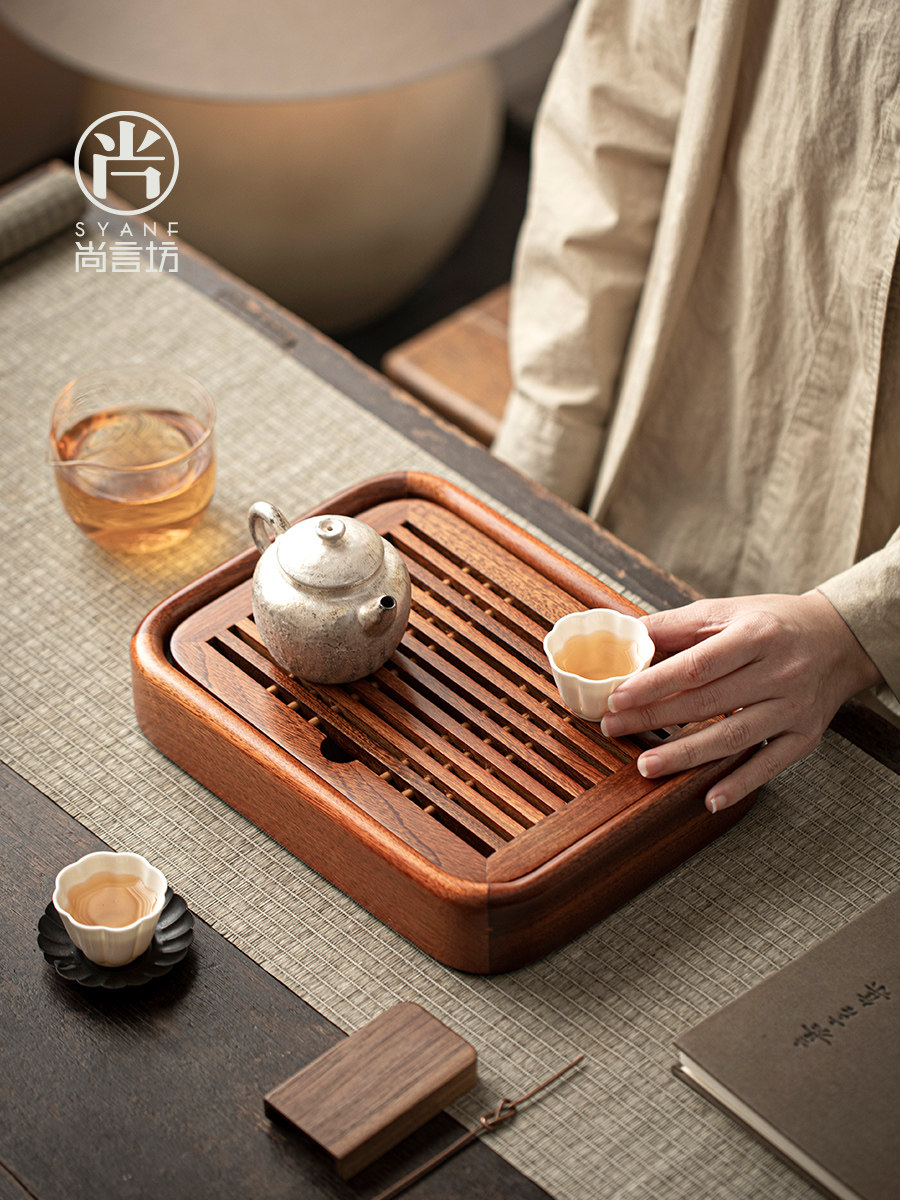尚盐坊实木简易小茶盘家用简易茶桌一人贮水茶海茶具托盘干泡盘