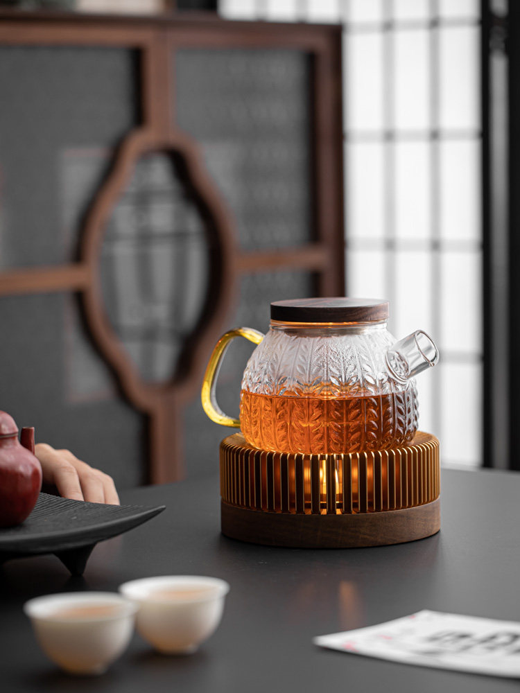 暖茶核桃暖茶炉加热底座家用小烛台花茶壶茶炉实木茶具