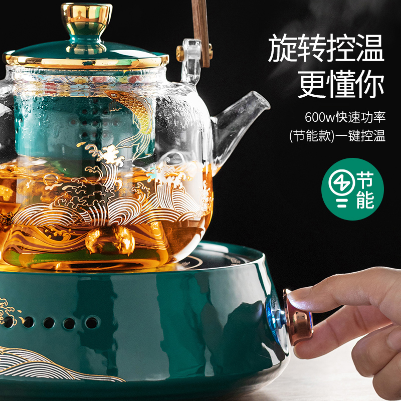 电陶炉煮茶器玻璃煮茶壶烧水壶茶具套装网红家用全自动.蒸汽煮茶