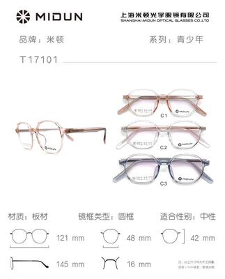 MIDUN/米顿休闲潮流板材镜架多边形近视镜青少年男女款全框T17101