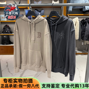 MLB男女情侣帽衫2025款时尚潮流复古水洗做旧风套头卫衣3AHDV0554