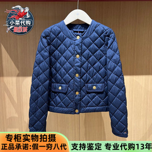 Tommy Hilfiger汤米女式复古优雅休闲风菱形格短款羽绒服WW47449