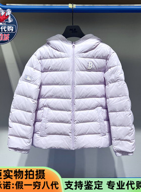 MLB男女童2025新款轻薄纯色休闲运动连帽保暖鸭绒羽绒服7ADJB1956