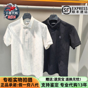 MLB男女情侣同款潮流时尚休闲潮暗纹老花防晒短袖POLO衫3APQM0163