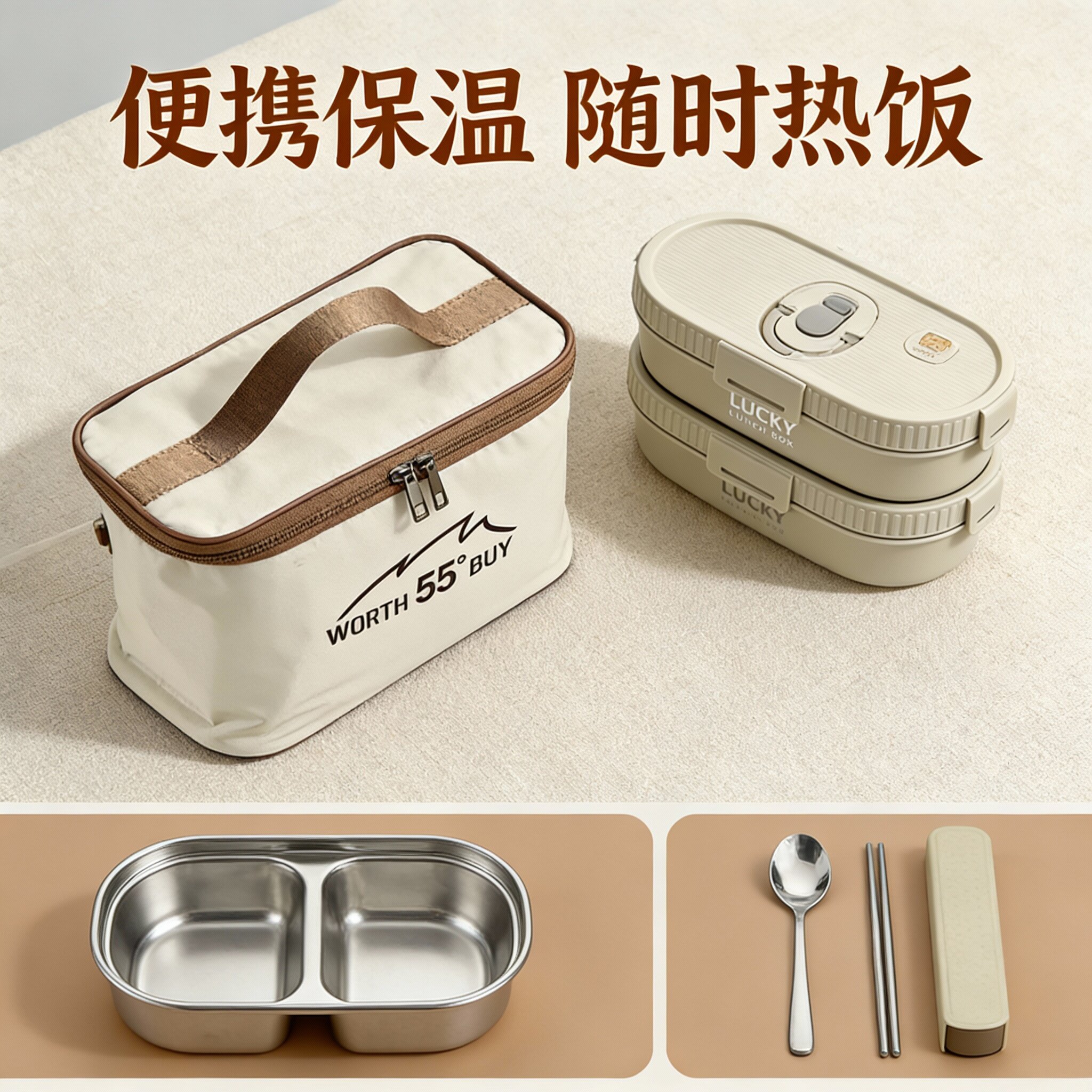 保温饭盒304不锈钢双层带餐具手提上班族学生户外便携2025款餐盒