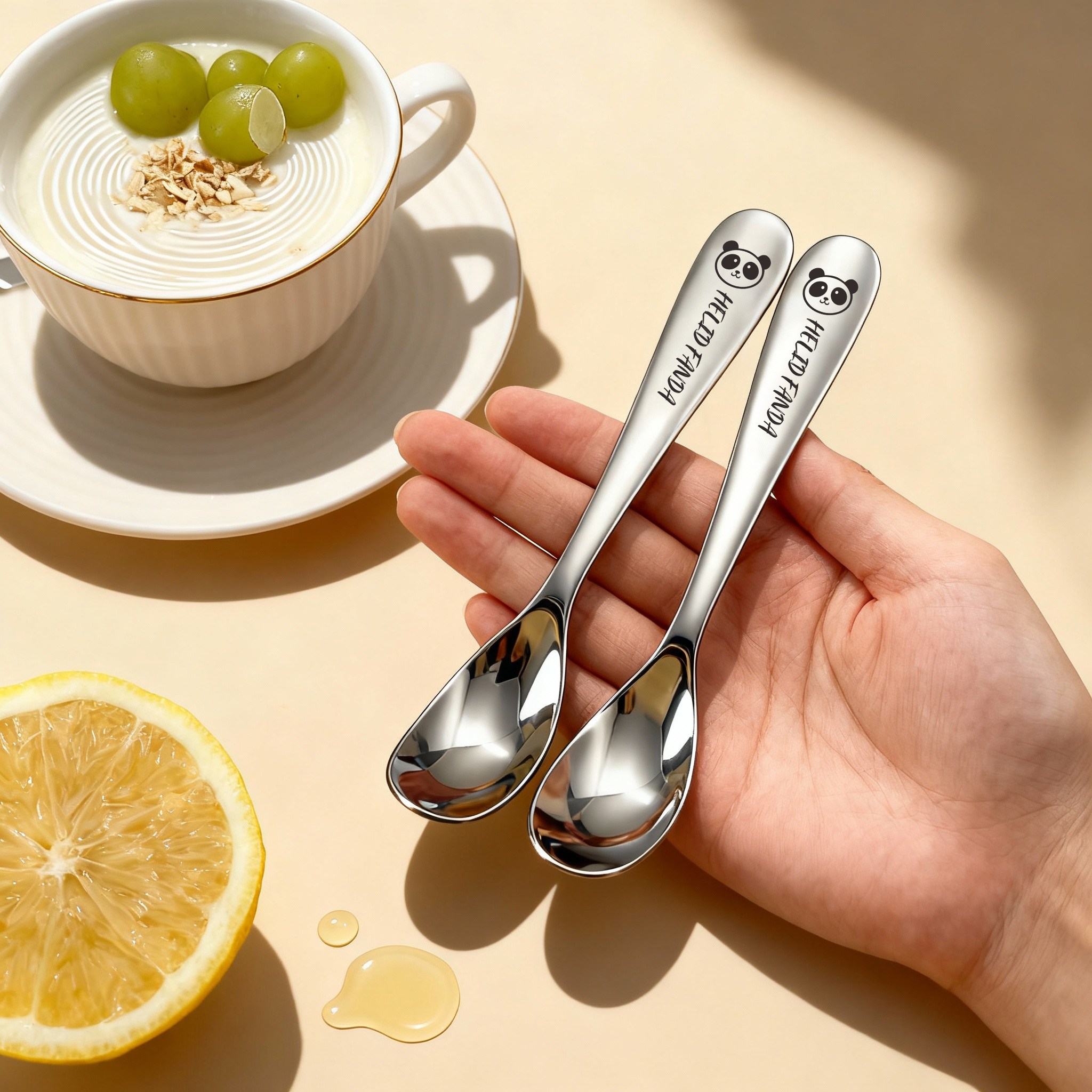 316L不锈钢卡通元宝勺叉儿童辅食喂养宝宝餐具安全可爱家用日常