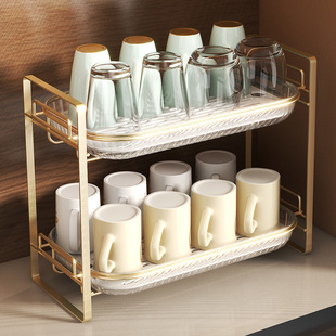 水杯架子置物架桌上茶杯收纳架桌面茶水分层架咖啡杯玻璃杯整理架