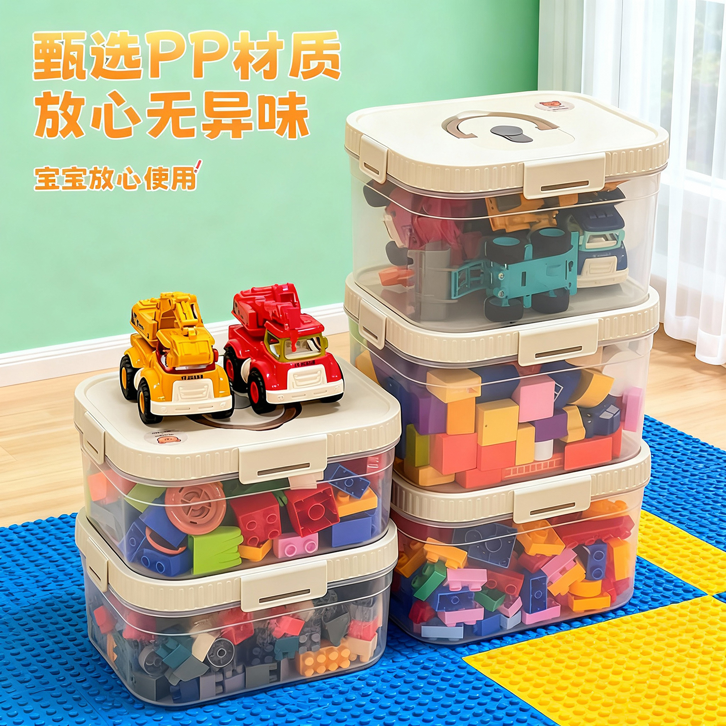 积木收纳盒大容量防尘玩具整理箱