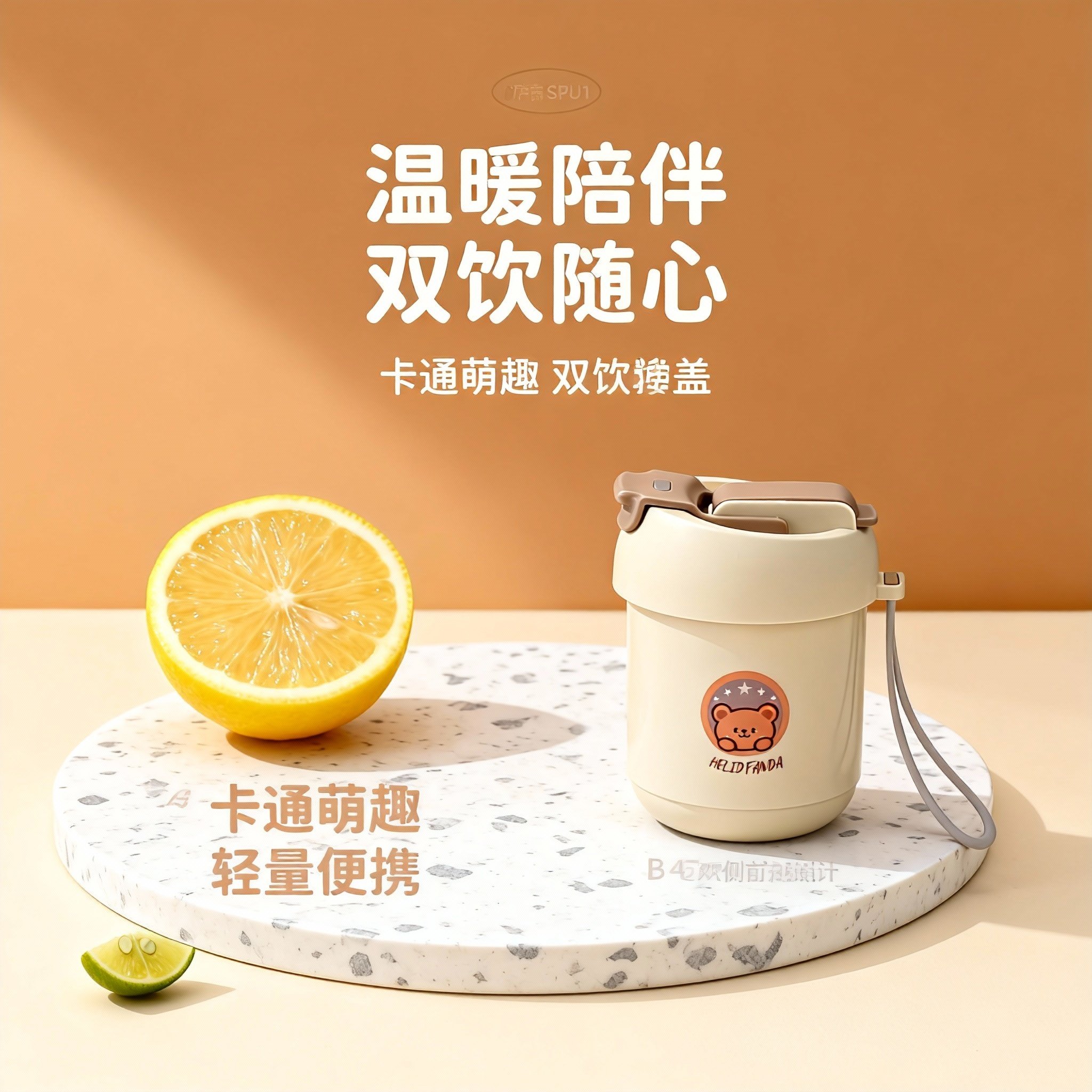 双饮杯316不锈钢按压挂绳可爱卡通学生通勤办公室萌系便携喝水杯,餐饮具,便携/折叠水杯,淘宝优惠券,粉丝福利购,淘宝优惠卷