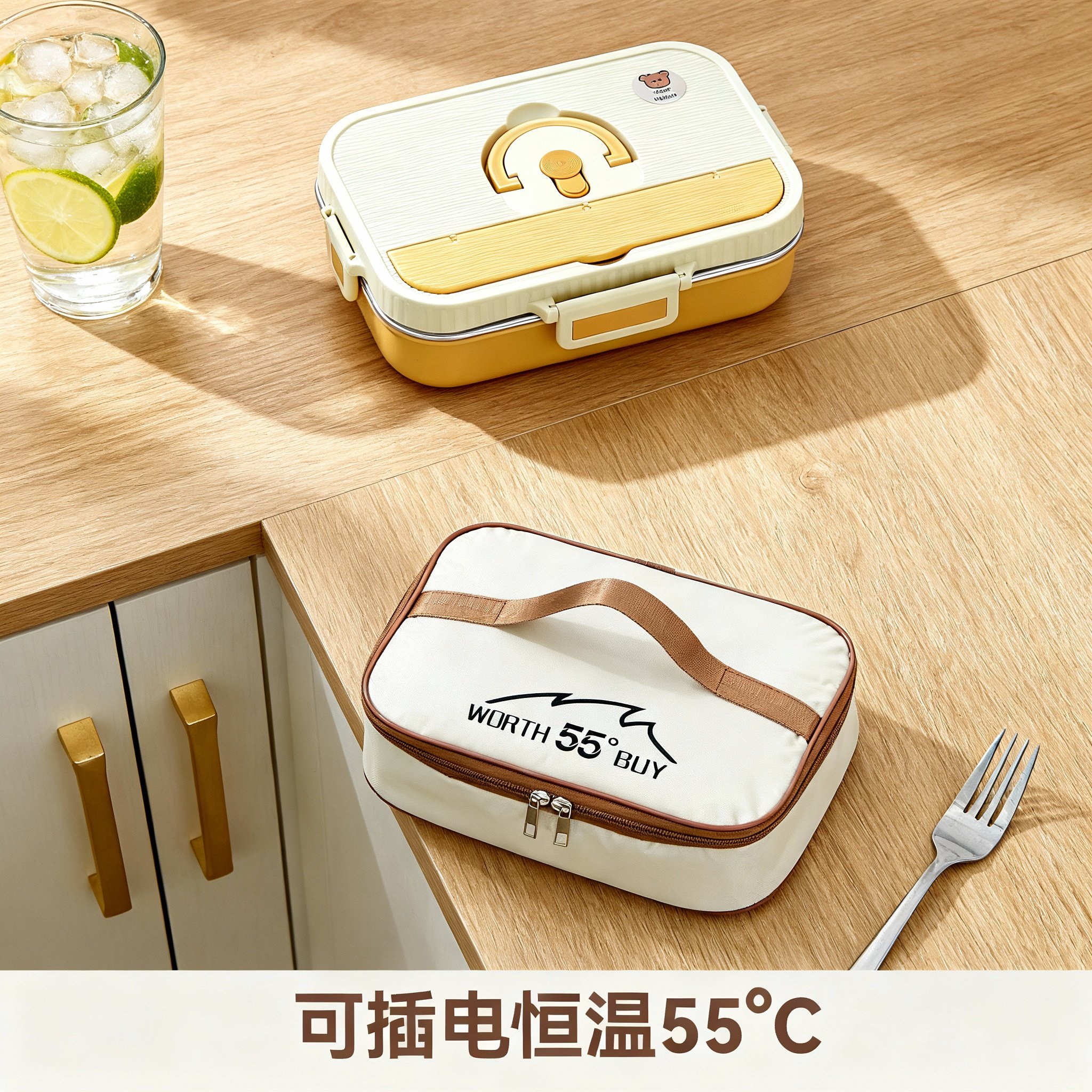 电热饭盒304恒温55℃可插电分格勺筷保温袋上班族学生餐盘便当盒,餐饮具,饭盒/保温桶/保温提锅,淘宝优惠券,粉丝福利购,淘宝优惠卷