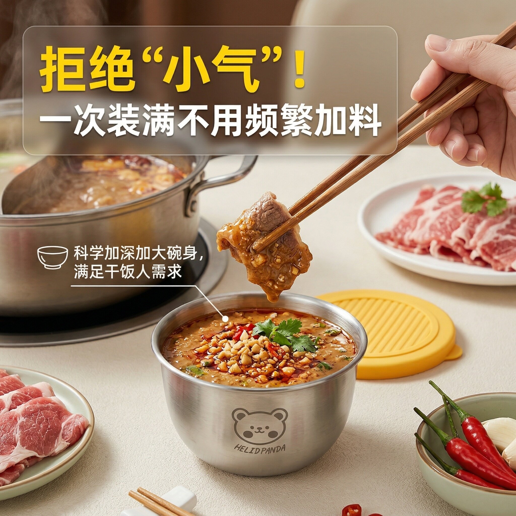 304不锈钢蘸料碗带盖家用加深便携外带密封蘸酱碟酱料杯蘸料小碗图片