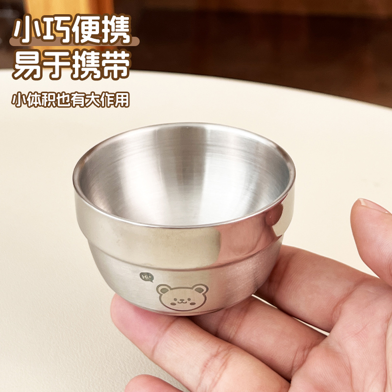 儿童饭碗304不锈钢碗家用餐具吃饭专用餐盘宝宝辅食迷你小碗口杯