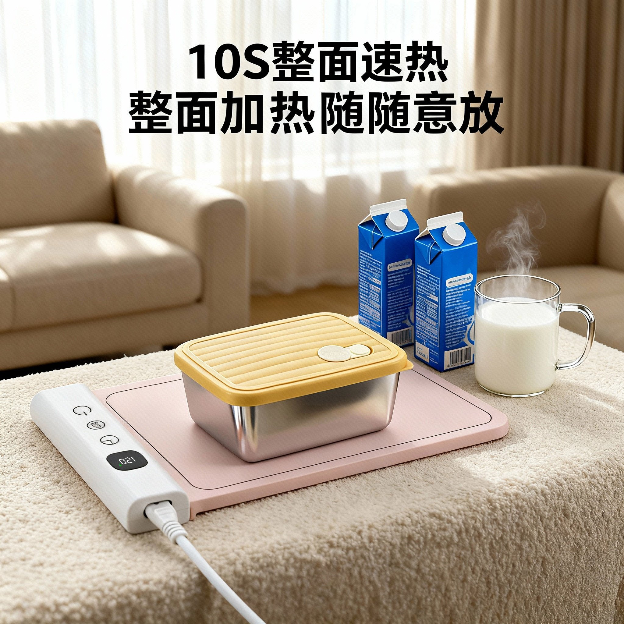 硅胶保温垫恒温10秒速热整面加热办公室家用食物热敷垫2026新款,生活电器,保温碟/暖菜板/冷暖杯垫/暖桌垫,淘宝优惠券,粉丝福利购,淘宝优惠卷