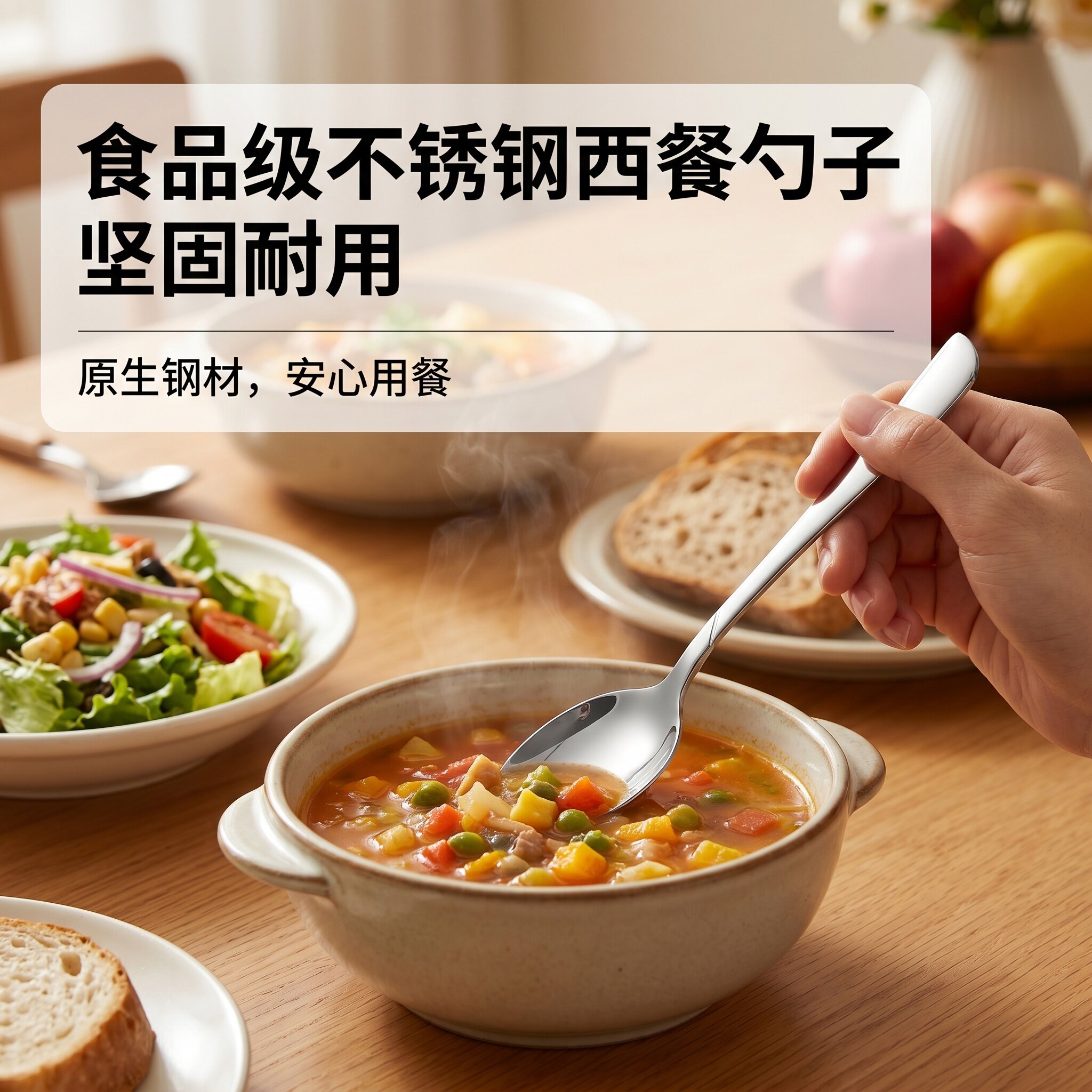 食品级不锈钢长柄西餐汤勺子家用商用简约现代高颜值2026新款图片
