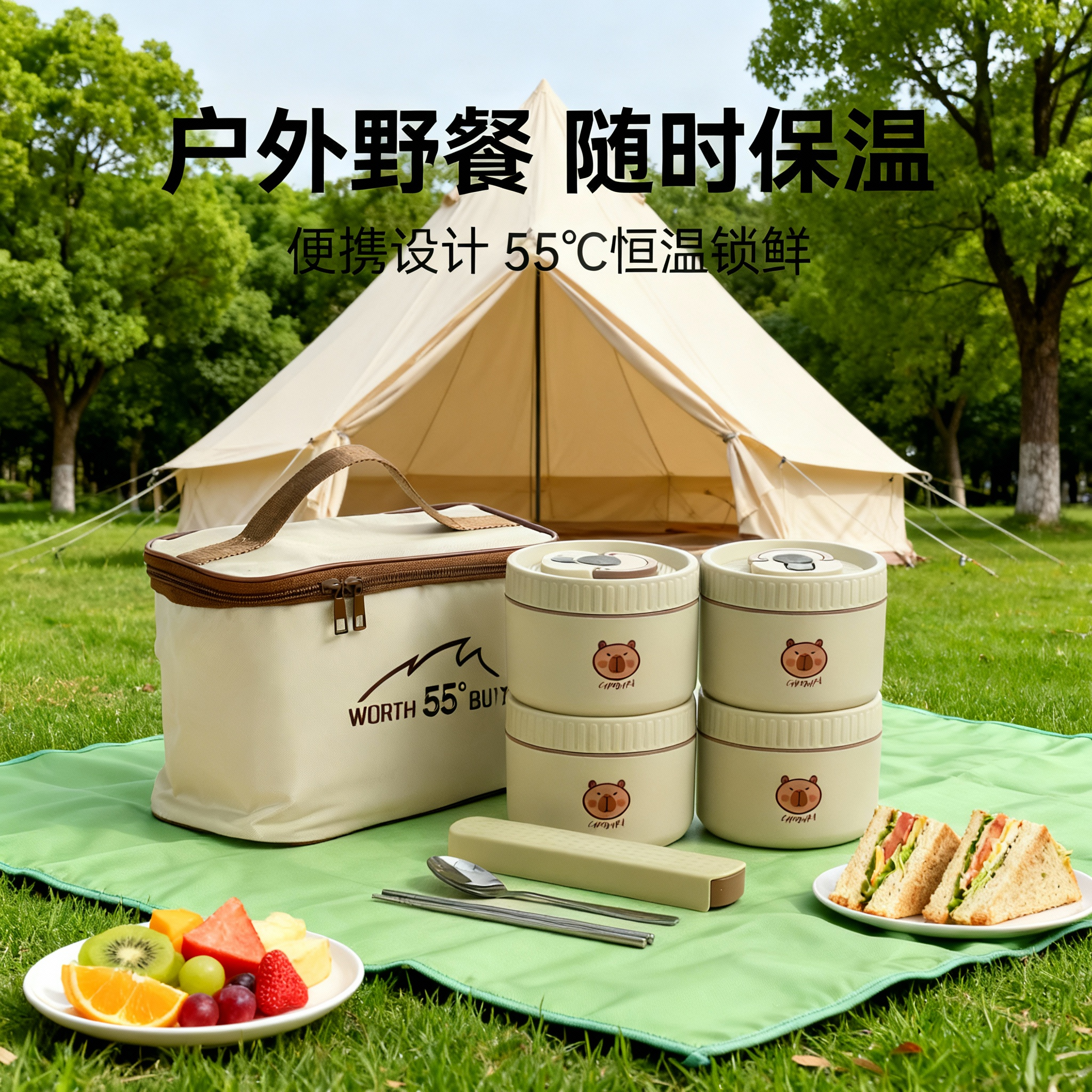 多层饭盒316不锈钢卡皮巴拉汤罐上班族学生带饭餐盒密封保温饭盒