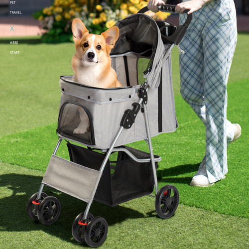 柯基法斗中型宠物外出手推车