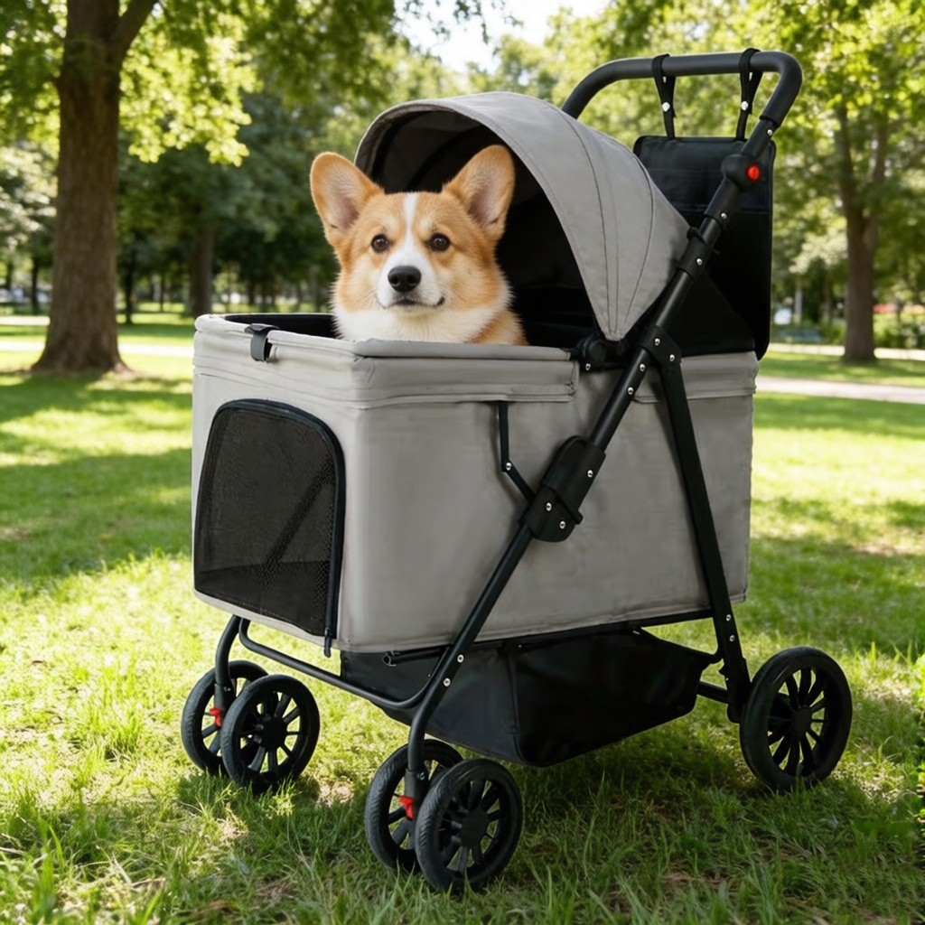 柯基宠物推车中大型犬外出手推车dog Pet Stroller残疾老年狗出行