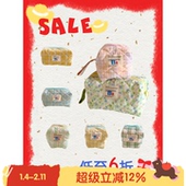 BLEU 原创立体格纹化妆包便携大容量可爱 豆腐包折扣 ROSE