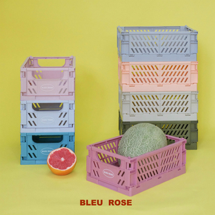多功能收纳筐可折叠家居文具整理篮多色入 叠叠乐 BLEU etROSE