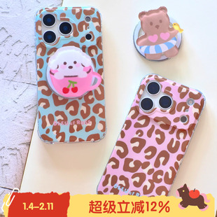 BLEU et ROSE【Lanzarote】双层imd豹纹磁吸手机壳保护套适用iPhone17p法式简约ins