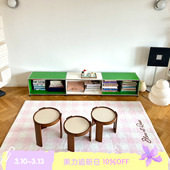 原创复古法式 BLEU 方块 ROSE 大号地毯客厅毛绒ins风粉格子