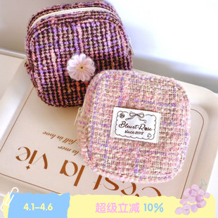 BLEU ROSE 雪绒花 原创粗花呢立体化妆包收纳袋碎花小香风