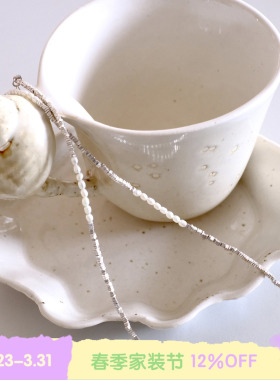 BLEU et ROSE【闪烁银河】复古手工碎银子米珠项链925小众锁骨链