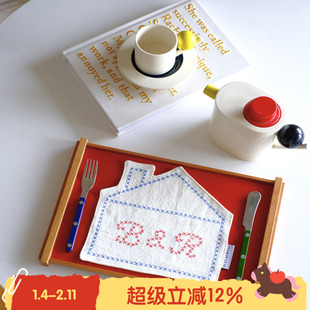 BLEU et ROSE【奇妙屋】原创法式亚麻刺绣隔热餐垫摆拍杯垫布艺