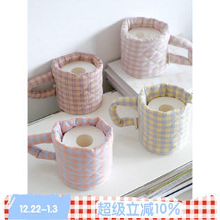 盆栽杯 ROSE 棋盘格ins设计感抽纸收纳袋纸巾套卷纸筒 BLEU