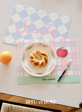 BLEU et ROSE【水果派对】可爱圣诞格纹餐垫防水隔热电脑鼠标垫pu