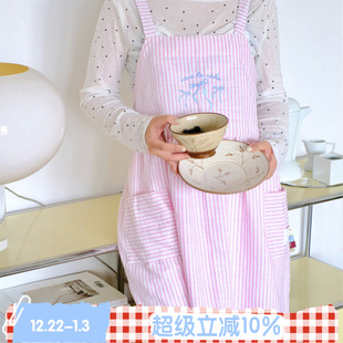 viva ROSE vida 围裙设计少女 BLEU 原创ins刺绣条纹法式