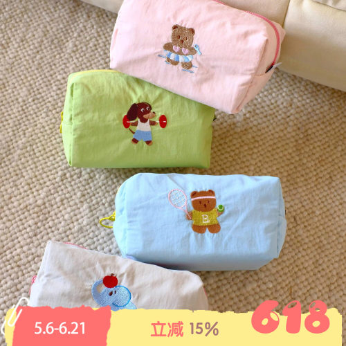BLEU et ROSE【方块化妆包】原创卡通刺绣防水旅行洗漱包收纳便携
