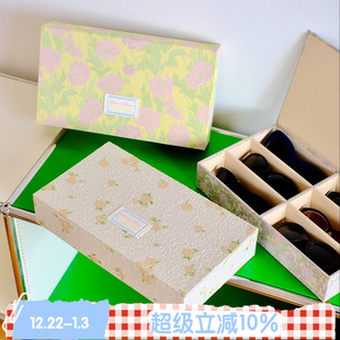 复古墨镜盒法式 BLEU 繁花 ROSE 大容量眼镜收纳盒多格首饰女