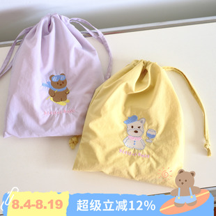 BLEU et ROSE【ZOO】刺绣束口袋旅行便携手帐收纳袋化妆包抽绳ins