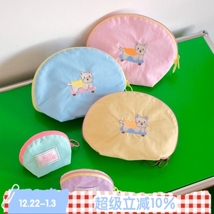 滑板狗 ROSE 原创圆饼手拿化妆包收纳袋耳机旅行零钱包 BLEU