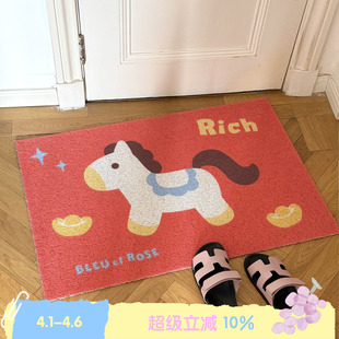 Little BLEU ROSE 马年地毯吸水防滑丝圈门垫厨房地垫 Pony