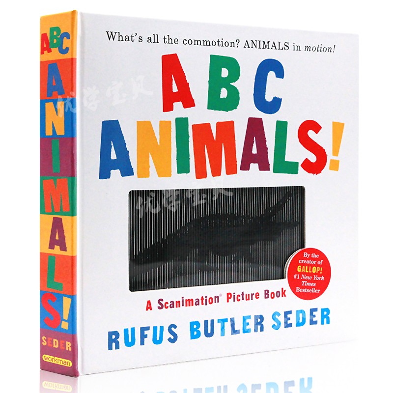 视觉动物ABC动画书 英文原版 ABC Animals!: A Scanimation Picture Book 会动的书 动画效果书 趣味ABC认知书