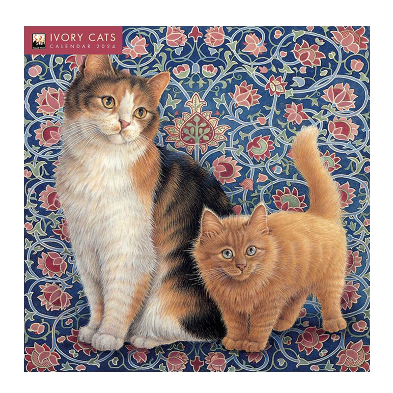 进口正版收藏 象牙猫2024年挂历 英国著名猫科艺术家画家日历 英文原版 Lesley Anne Ivory Ivory Cats Wall Calendar 2024