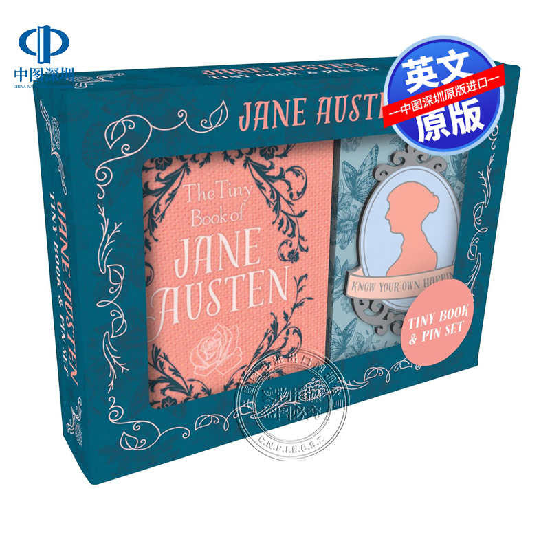 英文原版 迷你版 简·奥斯汀小书和别针套装 Jane Austen Tiny Book and Pin Set 图书周边