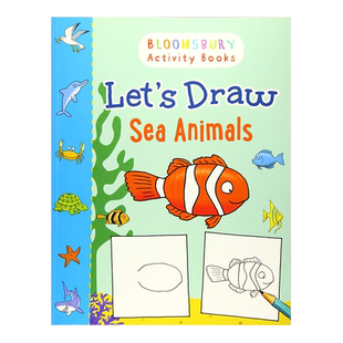 英文原版 让我们画海洋动物 Let's Draw Sea Animals 进口正版书 儿童图画书
