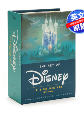 英文原版 迪士尼珍藏版100张经典动画明信片 The Art of Disney: The Golden Age 1937-1961黄金年代 礼盒装 艺术 风格文创