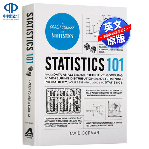 英文原版 101系列：统计学 数学科学 Statistics 101 David Borman Adams Media 进口正版书籍