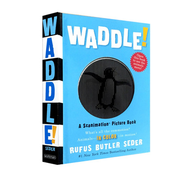 英文原版 光与影视觉动画书系列Waddle!: A Scanimation Picture Book 摇摇摆摆地走!一本动画图画书 动画效果翻翻书