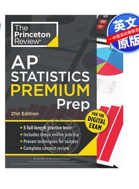 现货英文原版 普林斯顿评论AP统计学高级备考指南第21版 Princeton Review AP Statistics Premium Prep, 21st Edition