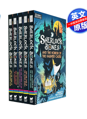 预售英文原版 神探夏洛克骨头历险记5册合集 福尔摩斯侦探探案悬疑推理小说 Adventures of Sherlock Bones Series Tim Collins
