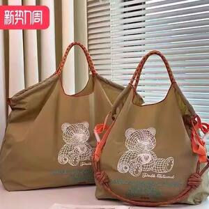 日本代购ballchain刺绣3D小熊环保袋帆布包2025款大容量通勤包女
