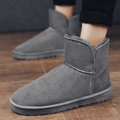 冬季 马丁靴棉鞋 雪地靴男保暖加绒加厚短筒防滑情侣面包鞋 真皮男士